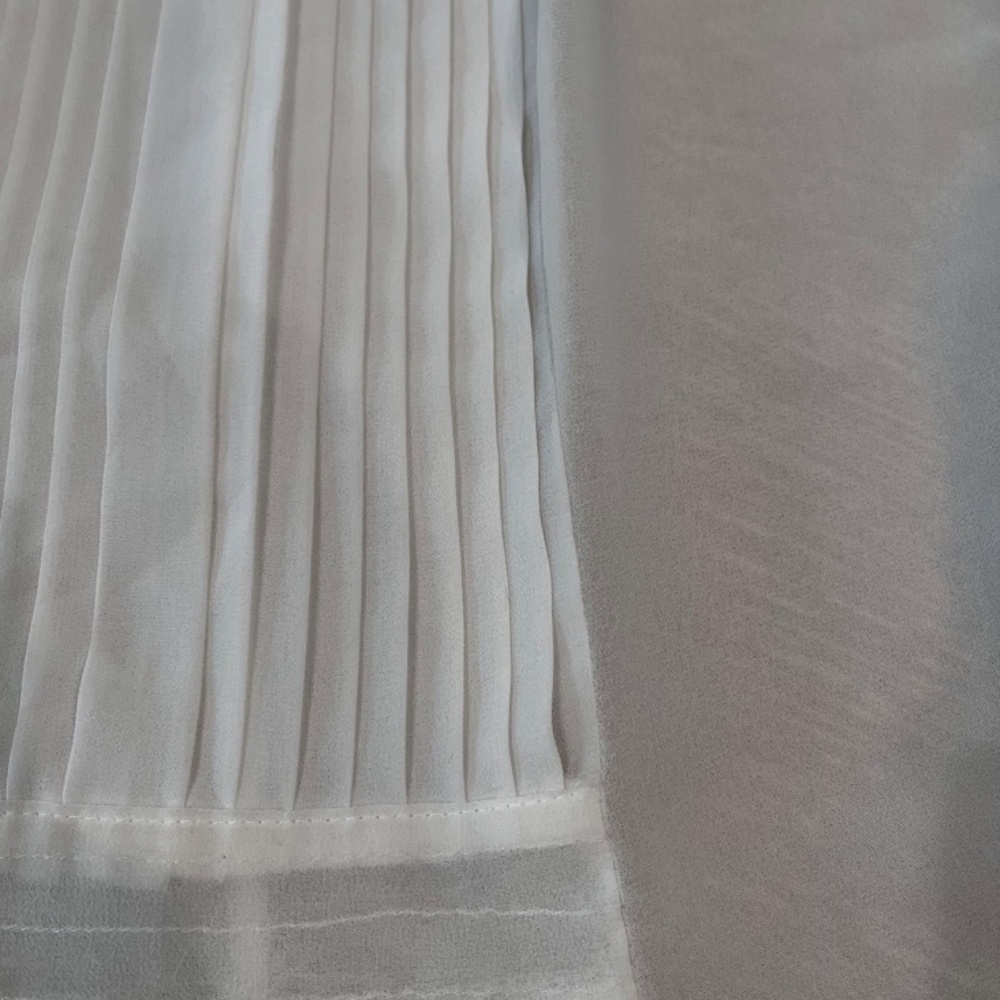 Zara Sheer Faux Leather Trimmed Sleeveless Pleat Front Tank - Picture 3 of 5